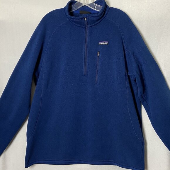 Patagonia Better Sweater Jacket Mens Sz XL Blue Fleece Lined 1/4 Zip Logo L/S